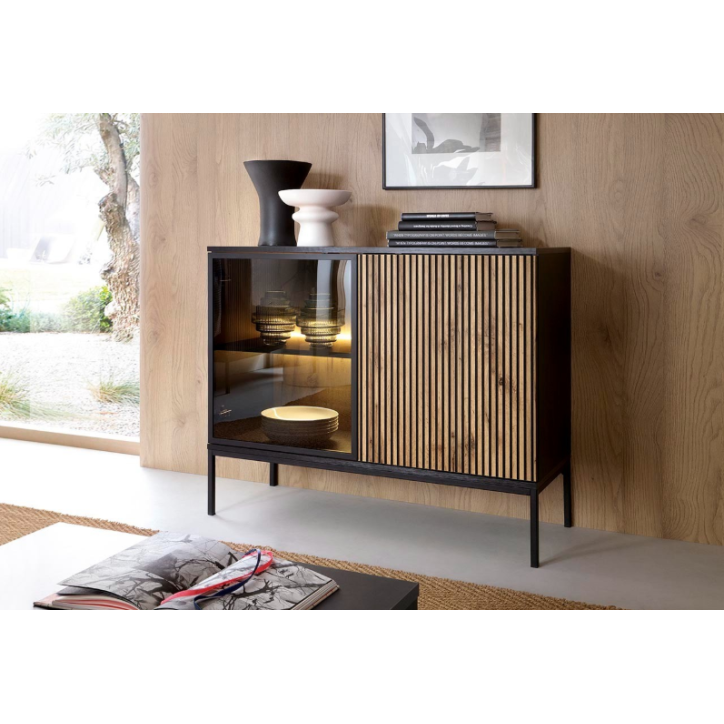 Ensemble meuble TV SENTO couleur Chêne Wotan / Noir